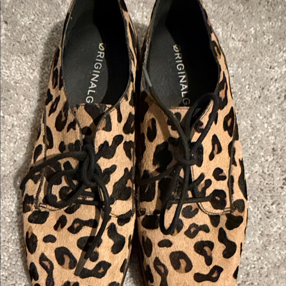 Cole Haan Leopard Print Lace-Up Oxfords in Tan and Black - Picture 6 of 6